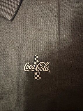 Vintage Vantage Golf Shirt Men’s Embroidered Coca Cola  with Checker Accent